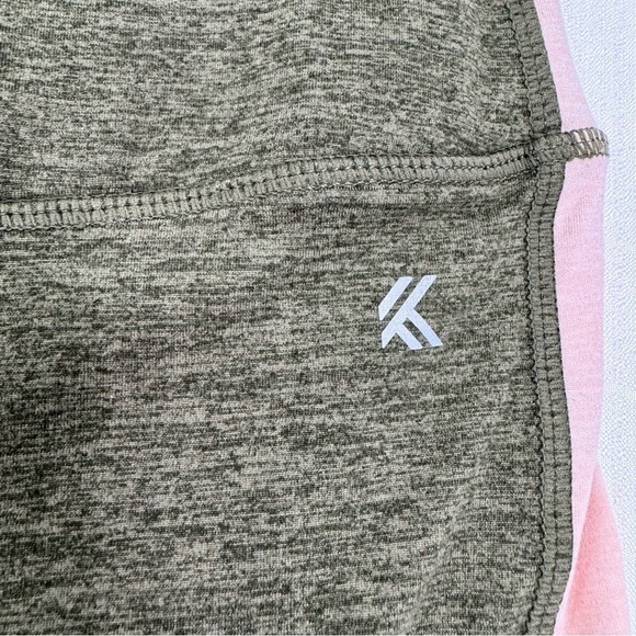 Kyodan Heathered Olive Green and Pale Pink Leggings Size Medium - Picture 4 of 8